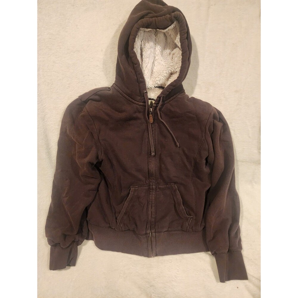 Green Tea Sweatshirt Brown Zip-up Cotton Hoodie Sweatshirt Women M